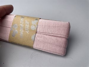 Jersey skråbånd - blid lyserød, 20 mm og 3 meter